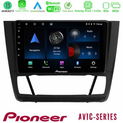 Pioneer AVIC 4Core Android13 2+64GB BMW 1Series E81/E82/E87/E88 (AUTO A/C) Navigation Multimedia Tablet 9