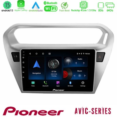Pioneer AVIC 4Core Android13 2+64GB Citroën C-Elysée / Peugeot 301 Navigation Multimedia Tablet 9