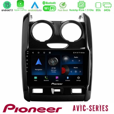 Pioneer AVIC 4Core Android13 2+64GB Dacia Duster 2014-2018 Navigation Multimedia Tablet 9