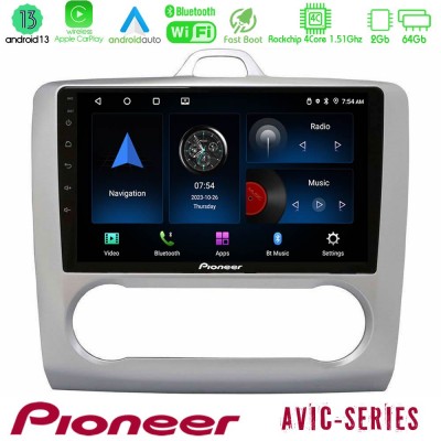 Pioneer AVIC 4Core Android13 2+64GB Ford Focus Auto AC Navigation Multimedia Tablet 9
