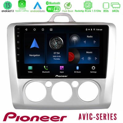 Pioneer AVIC 4Core Android13 2+64GB Ford Focus Manual AC Navigation Multimedia Tablet 9