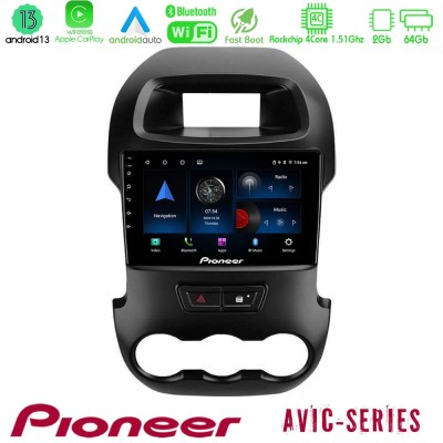 Pioneer AVIC 4Core Android13 2+64GB Ford Ranger 2012-2016 Navigation Multimedia Tablet 9