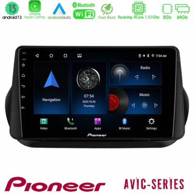 Pioneer AVIC 4Core Android13 2+64GB Fiat Fiorino/Citroen Nemo/Peugeot Bipper Navigation Multimedia Tablet 9