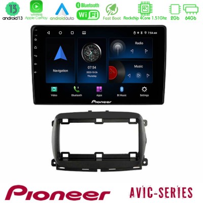 Pioneer AVIC 4Core Android13 2+64GB  Fiat 500 2016> Navigation Multimedia Tablet 9
