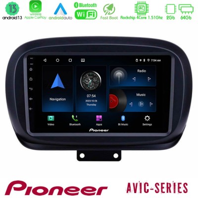 Pioneer AVIC 4Core Android13 2+64GB Fiat 500X Navigation Multimedia Tablet 9