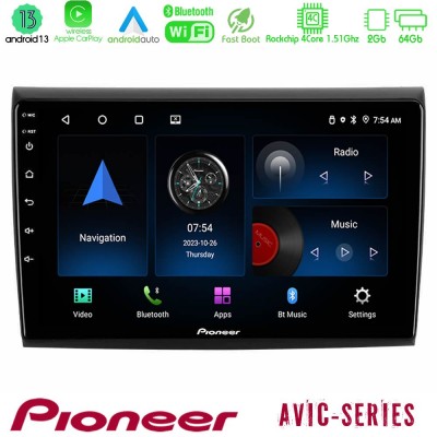 Pioneer AVIC 4Core Android13 2+64GB Fiat Bravo Navigation Multimedia Tablet 9