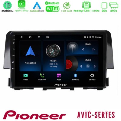 Pioneer AVIC 4Core Android13 2+64GB Honda Civic 2016-2020 Navigation Multimedia Tablet 9