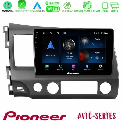 Pioneer AVIC 4Core Android13 2+64GB Honda Civic 2006-2011 Navigation Multimedia Tablet 9