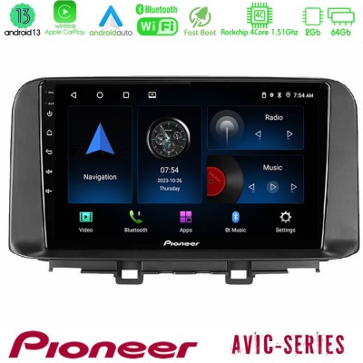 Pioneer AVIC 4Core Android13 2+64GB Hyundai Kona 2018-2023 Navigation Multimedia Tablet 10