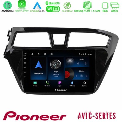 Pioneer AVIC 4Core Android13 2+64GB Hyundai i20 2014-2018 Navigation Multimedia Tablet 9