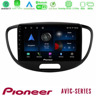 Pioneer AVIC 4Core Android13 2+64GB Hyundai i10 2008-2014 Navigation Multimedia Tablet 9