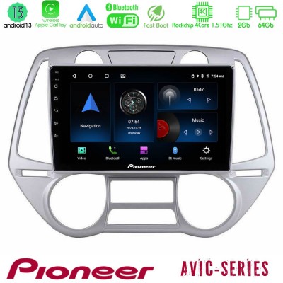 Pioneer AVIC 4Core Android13 2+64GB Hyundai i20 2009-2012 Auto A/C Navigation Multimedia Tablet 9