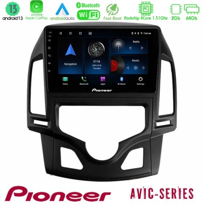 Pioneer AVIC 4Core Android13 2+64GB Hyundai i30 2007-2012 Auto A/C Navigation Multimedia Tablet 9