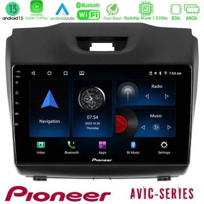 Pioneer AVIC 4Core Android13 2+64GB Isuzu D-MAX 2012-2019 Navigation Multimedia Tablet 9