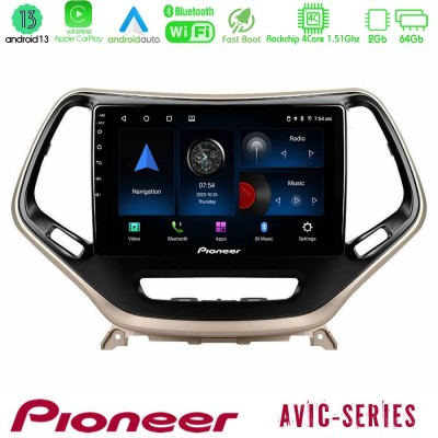 Pioneer AVIC 4Core Android13 2+64GB Jeep Cherokee 2014-2019 Navigation Multimedia Tablet 9