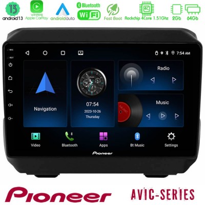 Pioneer AVIC 4Core Android13 2+64GB Jeep Wrangler 2018-> Navigation Multimedia Tablet 9