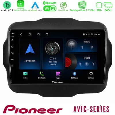 Pioneer AVIC 4Core Android13 2+64GB Jeep Renegade 2015-2019 Navigation Multimedia Tablet 9