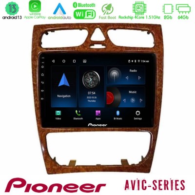 Pioneer AVIC 4Core Android13 2+64GB Mercedes C Class (W203) Navigation Multimedia Tablet 9