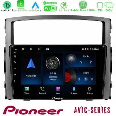 Pioneer AVIC 4Core Android13 2+64GB Mitsubishi Pajero 2008-2009 Navigation Multimedia Tablet 9