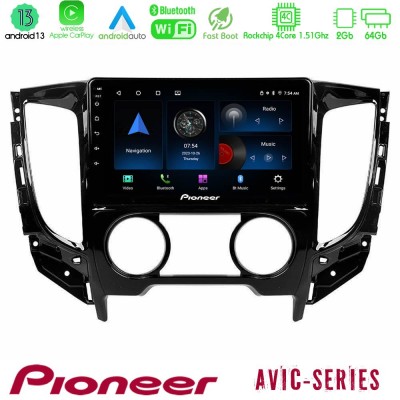 Pioneer AVIC 4Core Android13 2+64GB Mitsubishi L200 2016-> & Fiat Fullback (Manual A/C) Navigation Multimedia Tablet 9