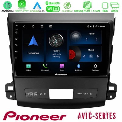 Pioneer AVIC 4Core Android13 2+64GB Mitsubishi Outlander/Citroen C-Crosser/Peugeot 4007 Navigation Multimedia Tablet 9