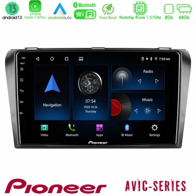 Pioneer AVIC 4Core Android13 2+64GB Mazda 3 2004-2009 Navigation Multimedia Tablet 9