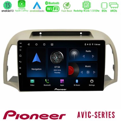 Pioneer AVIC 4Core Android13 2+64GB Nissan Micra K12 2002-2010 Navigation Multimedia Tablet 9