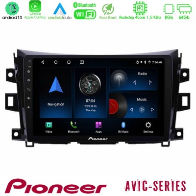 Pioneer AVIC 4Core Android13 2+64GB Nissan Navara NP300 Navigation Multimedia Tablet 9