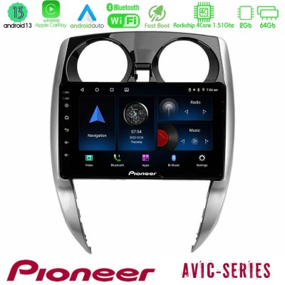 Pioneer AVIC 4Core Android13 2+64GB Nissan Note 2013-2018 Navigation Multimedia Tablet 10