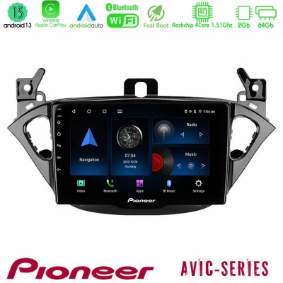 Pioneer AVIC 4Core Android13 2+64GB Opel Corsa E/Adam Navigation Multimedia Tablet 9