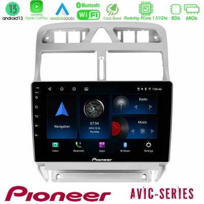 Pioneer AVIC 4Core Android13 2+64GB Peugeot 307 2002-2008 Navigation Multimedia Tablet 9