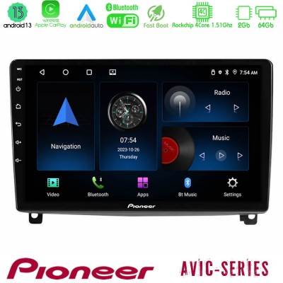 Pioneer AVIC 4Core Android13 2+64GB Peugeot 407 Navigation Multimedia Tablet 9