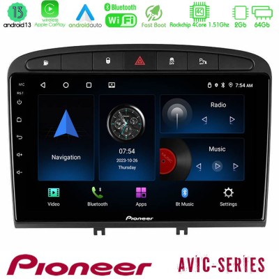 Pioneer AVIC 4Core Android13 2+64GB Peugeot 308/RCZ Navigation Multimedia Tablet 9