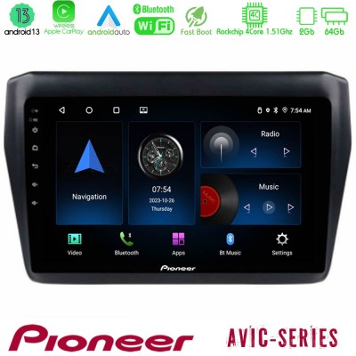 Pioneer AVIC 4Core Android13 2+64GB Suzuki Swift 2017-2023 Navigation Multimedia Tablet 9