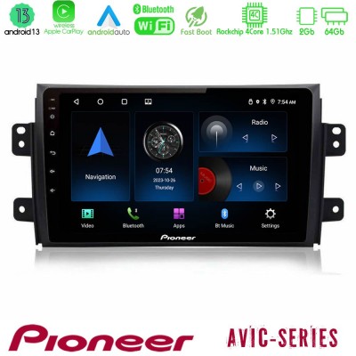 Pioneer AVIC 4Core Android13 2+64GB Suzuki SX4 2006-2014 Fiat Sedici 2006-2014 Navigation Multimedia Tablet 9