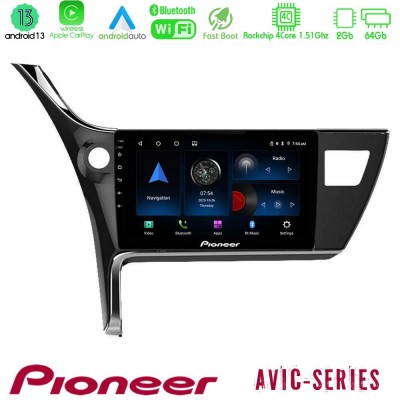 Pioneer AVIC 4Core Android13 2+64GB Toyota Corolla 2017-2018 Navigation Multimedia Tablet 10