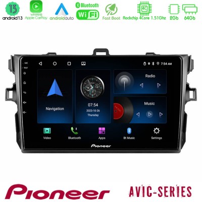 Pioneer AVIC 4Core Android13 2+64GB Toyota Corolla 2007-2012 Navigation Multimedia Tablet 9