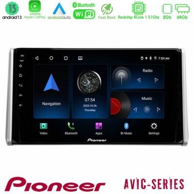 Pioneer AVIC 4Core Android13 2+64GB Toyota RAV4 2019-2023 Navigation Multimedia Tablet 10