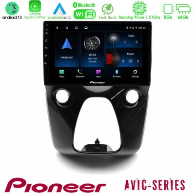 Pioneer AVIC 4Core Android13 2+64GB Toyota Aygo | Citroen C1 | Peugeot 108 Navigation Multimedia 10