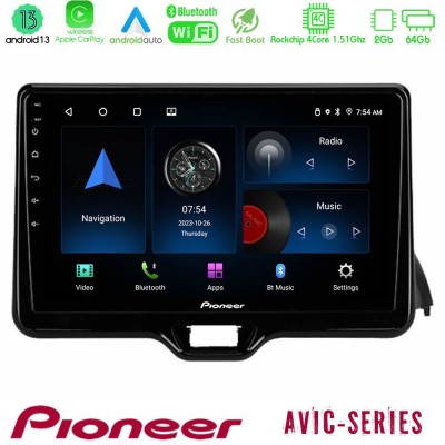 Pioneer AVIC 4Core Android13 2+64GB Toyota Yaris 2020-> Navigation Multimedia Tablet 9