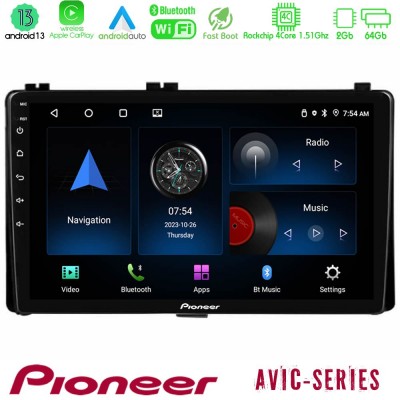 Pioneer AVIC 4Core Android13 2+64GB Toyota Corolla/Auris 2017-2019  Navigat-ion Multimedia Tablet 9