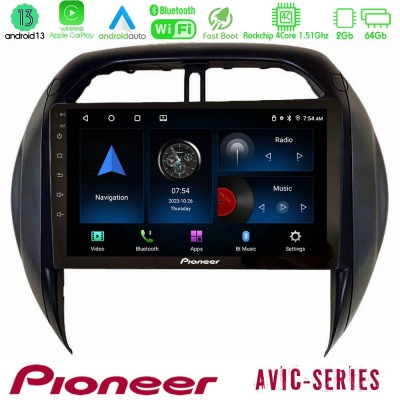 Pioneer AVIC 4Core Android13 2+64GB Toyota RAV4 2001-2005 (Auto A/C) Navigation Multimedia Tablet 9