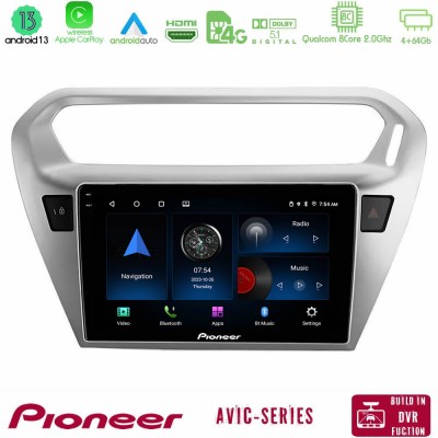 Pioneer AVIC 8Core Android13 4+64GB Citroën C-Elysée / Peugeot 301 Navigation Multimedia Tablet 9