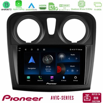Pioneer AVIC 8Core Android13 4+64GB Dacia Sandero/Dokker 2014-2020 Navigation Multimedia Tablet 9