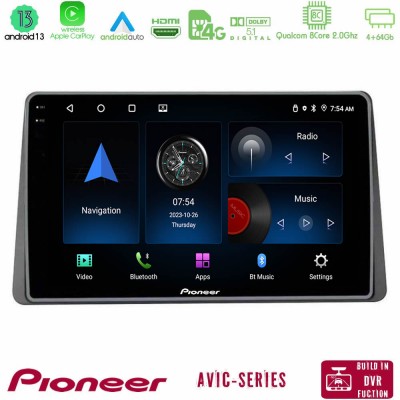 Pioneer AVIC 8Core Android13 4+64GB Dacia Duster 2019-> Navigation Multimedia Tablet 9