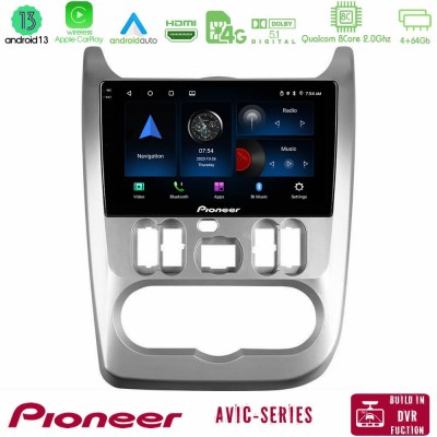 Pioneer AVIC 8Core Android13 4+64GB Dacia Duster/Sandero/Logan Navigation Multimedia Tablet 9