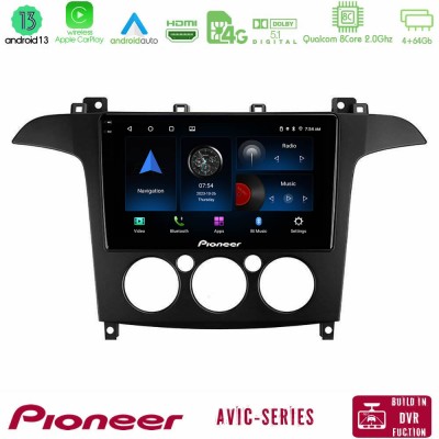 Pioneer AVIC 8Core Android13 4+64GB Ford S-Max 2006-2008 (manual A/C) Navigation Multimedia Tablet 9