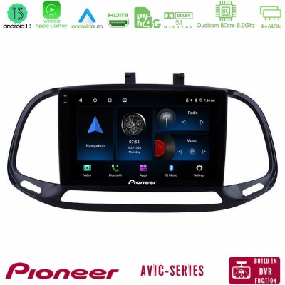 Pioneer AVIC 8Core Android13 4+64GB Fiat Doblo 2015-2022 Navigation Multimedia Tablet 9