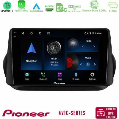 Pioneer AVIC 8Core Android13 4+64GB Fiat Fiorino/Citroen Nemo/Peugeot Bipper Navigation Multimedia Tablet 9