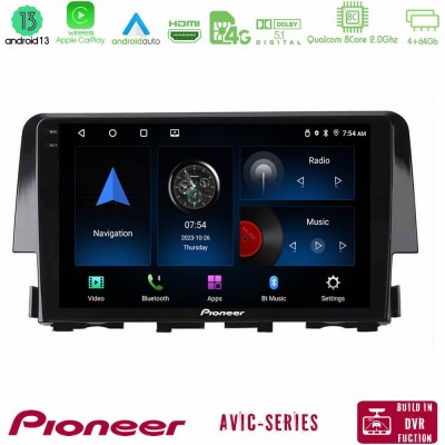Pioneer AVIC 8Core Android13 4+64GB Honda Civic 2016-2020 Navigation Multimedia Tablet 9